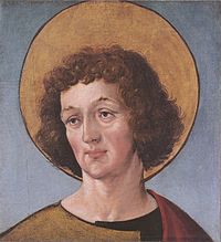 Head of a Male Saint label QS:Len,"Head of a Male Saint" label QS:Lpl,"Głowa świętego" 1515–1517