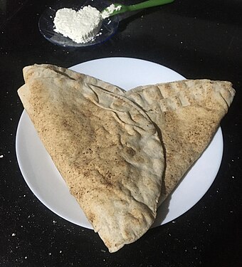 Heart shaped Lebanese bread shaped n Cottage Cheese