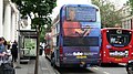 English: Stagecoach Oxfordshire 50124 (OX04 BZP), a Neoplan Skyliner, in Buckingham Palace Road, London, on the Oxford Tube service.