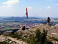 Felsen am Staffelberg mit Blick auf Staffelstein und die Eierberge