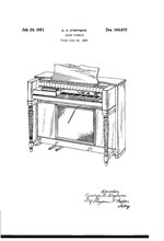 Thumbnail for File:USD164072S Organ Console (1950-06-23 filed, 1951-07-24 published) by George H.Stephens - Hammond S.pdf