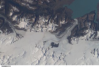 El Chaltén glacier region from ISS, Andes, Lago Viedma (lake)