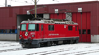 RhB Ge 4/4 II 632 in the railway station of Samedan