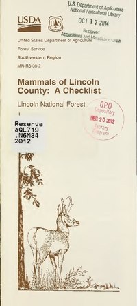 Thumbnail for File:Mammals of Lincoln County - a checklist, Lincoln National Forest (IA CAT31111327).pdf