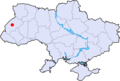 English: Lviv shown on map of Ukraine. Polski: Lwów pokazany na mapie Ukrainy.