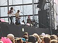 The Arctic Monkeys, playing live on a festival in June 2006 (Alex Turner & Jamie Cook).