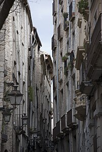 Català: Cases del Carrer de la Força Italiano: Case affacciate su 'Carrer de la Força', la strada della Forza.