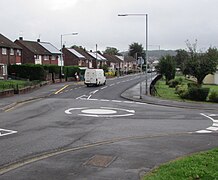 Mini-roundabout in Bettws, Newport - geograph.org.uk - 5879239.jpg