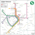 Map of Hanover's suburban metro rail network, drawn by Hein Spock, GNU Free Documentation License.