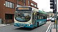 English: Arriva The Shires 3867 (KE05 FMM), a Volvo B7RLE/Wright Eclipse Urban, in Bridge Street, High Wycombe, Buckinghamshire, heading for the bus station. Despite being branded for Green Route 31, it is on route 800, although as High Wycombe depot are so poor at allocating route branded buses, this wasn't a surprise.