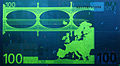 100-euro banknote under fluorescent light (UV-A)