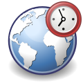 Tango globe with clock icon.