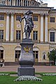 A statue of Emperor Paul in front of the Pavlovsk Palace