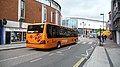 English: Arriva The Shires 2401 (YJ57 EKF), an Optare Versa, in Oxford Street, High Wycombe, Buckinghamshire, on Orange Route service 39, part of the High Wycombe Rainbow Routes network, supported by Buckinghamshire County Council.