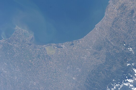 Adriatic Sea, Po river Delta, Ravenna-Rimini-Forli region, photo from above (annotated)