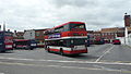 English: Wilts & Dorset 3164 (W164 RFX), a DAF DB250/Optare Spectra, in Salisbury bus station, Salisbury, Wiltshire.