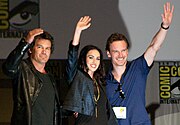 Fox with Josh Brolin and Michael Fassbender promoting the film Jonah Hex at San Diego Comic-Con (28 July 2009)