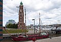 Sluice to old harbour in Bremerhaven with Loschen light house