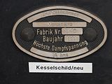 Deutsch: Kesselschild im Dampflokwerk Meiningen, Thüringen