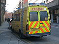 Tactical Unit, Merseyside Police Van parked on double yellow lines outside Liverpool Magistrates court.