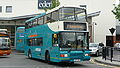 English: Arriva The Shires 5147 (S147 KNK), a Volvo Olympian/Northern Counties Palatine 2, leaving High Wycombe bus station into Bridge Street, High Wycombe, Buckinghamshire, on route 37. This bus moved from another depot, but on transfer didn't have the route branding taken off. Fortunatley, this bus has some of tge offside branding missing (although the nearside and rear were intact), whereas other buses still had full route branding for the wrong town.