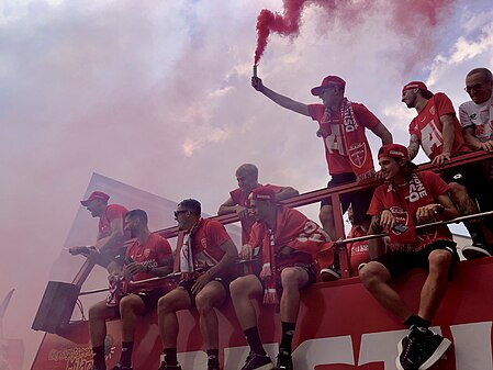 Monza players celebrating their Serie A promotion 31 May 2022