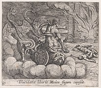 Plate 67- Medea Destroying Jason's Family and Home (Trucidatis liberis Medea fugam capeßit), from Ovid's 'Metamorphoses' MET DP866514.jpg