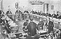 The Danish court of impeachment, Rigsretten, in session in the Landsting Chamber on the second Christianborg Palace (destroyed 1884), 1877.