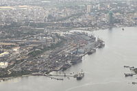 A bird's view of the harbour in Dar es Salaam