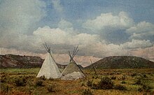 "In Apache Land, Arizona. Fred Harvey series. Two teepees." (NBY 21775) (cropped).jpg