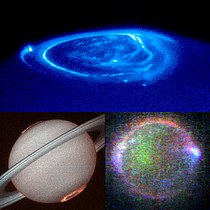 English: Aurora on Jupiter, Saturn, and Io