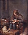 Gerard ter Borch (II): Deutsch: Ein Knabe floht seinen Hund Q21082207