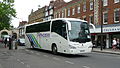 English: Princess Coaches PB09 DEN, a Scania K340EB4/Irizar, in Blue Boar Row, Salisbury, Wiltshire. evidently on a private hire trip.