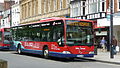 English: Wilts & Dorset 156 (HF55 JZD), a Mercedes-Benz Citaro, in Blue Boar Row, Salisbury, Wiltshire, on the Pulseline service. Pulseline was the new name for service 52, and while the Citaros didn't display the old number, when other buses had to cover the route, they still showed "52". As part of the new Salisbury Reds network from 21 March 2010, Pulseline became known as the Red 1.