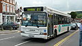 English: Arriva Kent & Sussex 3593 (GJ52 HDZ), a Dennis Dart SLF/Plaxton Pointer 2, on Vicarage Hill, Westerham, Kent, waiting to turn right into London Road, on route 401. This bus is owned by Kent County Council, and is leased to whoever has the contract for route 401 at the time, hence it is not wearing full Arriva livery when seen here. The bus has seen a spell with Metrobus, and has now passed from Arriva to Go Coach Hire.