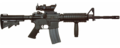 A M4A1 with SOPMOD package, including Rail Interface System and Trijicon 4x ACOG.