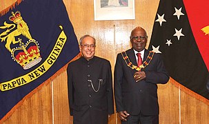The President, Shri Pranab Mukherjee meeting the Governor General of Papua New Guinea, Sir Michael Ogio, at Government House, Port Moresby, in Papua New Guinea on April 28, 2016 (1).jpg