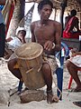 Garifuna drummer in Cayos Cochinos