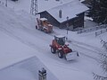 Een sneeuwruimer in La Tzoumaz, een dorpje in de gemeente Riddes (Zwitserland)