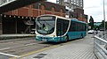 English: Arriva The Shires 3890 (LF02 PVA), a Volvo B7L/Wright Eclipse Metro in Friarage Road, Aylesbury, Buckinghamshire, subsituting for a regular Mini Pointer Dart on Blue Route 2, which is part of the Aylesbury Rainbow Routes network, supported by Buckinghamshire County Council. This was Arriva's "Bus of the Future" when new, and served a number of years at Guildford depot with Arriva Southern Counties.