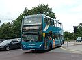 English: Arriva The Shires 5438 (SN58 EOK), an Alexander Dennis Enviro400, turning out of Great Western Street into Friarage Road, Aylesbury, Buckinghamshire, on route 50, despite being route branded for service 280 to Oxford.