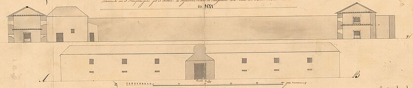 Plano del Cuartel de Santo Domingo de Pontevedra, capaz de 400 hombres Alzado y Sección 01.jpg