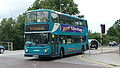 English: Arriva The Shires 5421 (W421 XKX), a Dennis Trident/Alexander ALX400, turning into Great Western Street from Friarage Road, Aylesbury, Buckinghamshire, whilst running out of service.