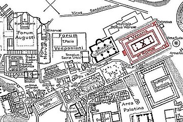 Map detail with highlighted Templum Veneri et Romae