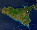 Location of Palermo in a satellite image of Sicily
