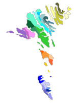 Municipalities in the Faroe Islands - in different colors
