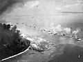 The first wave of LVTs moves toward the invasion beaches, Peleliu, September 15, 1944.