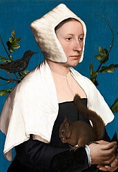 A Lady with a Squirrel and a Starling (Anne Lovell?) 1526-1528