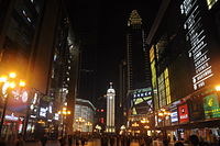 A close view of Jiefangbei CBD, Central Chongqing at night