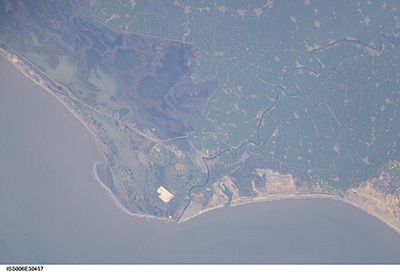 Coast of Mediterranean Sea, Nile river, view from ISS